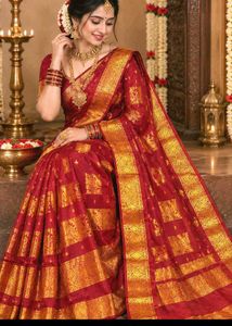Elegant Red & Gold Kanjeevaram Silk Saree