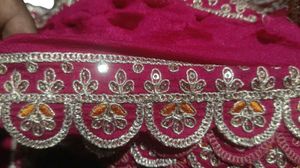 Lace, cut work lace, Dark rani colour lace