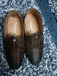 Fingerprint Brown Slip-On Shoes