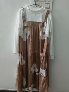 Cute Floral Print Dress with White Top