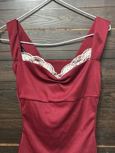 lace maroon coquette top