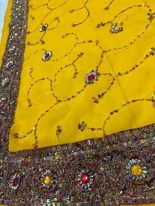 Yellow Embellished Saree