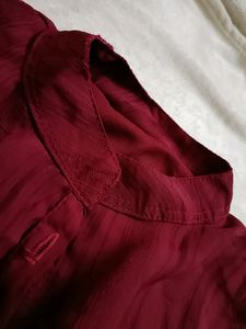 Beautiful Jean Top With High Neck And Button At Ne