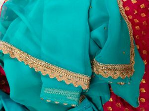 Teal Embroidered Rajputi Poshak