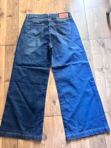 GLITCHEZ Wide Leg Blue Denim Jeans