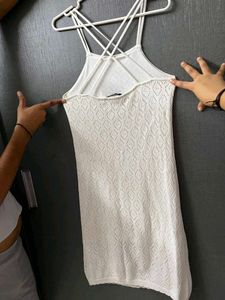 White Lattice Lace Mini Dress