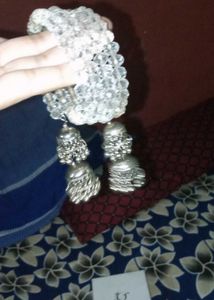 Oxidised Jhumka Earrings with Studs