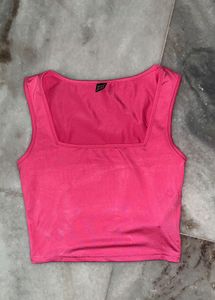 Vibrant Pink Square Neck Tank Top