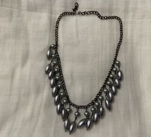 Grey Beaded Statement Necklace
