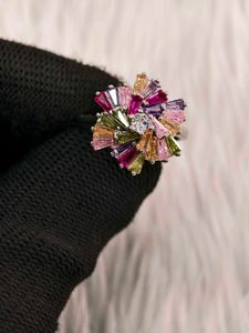 Vibrant Gemstone Statement Ring 925 silver