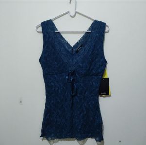 Majora teal blue sleeveless lace top blouse