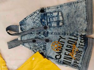 Boys Yellow T-Shirt &amp; Denim Overalls Set