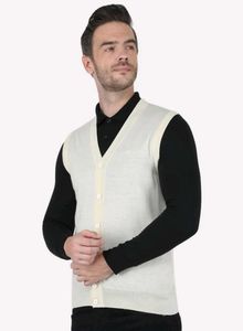 Monte Carlo Men Off White Solid Cardigan