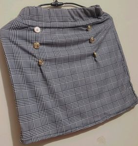 Black &amp; White Check Print Skirt For 6-8  Year Girl