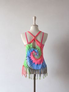 Fringed Tie-Dye Tank Top