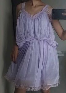 Lavender Lace Trim Fairycore Y2k Dress