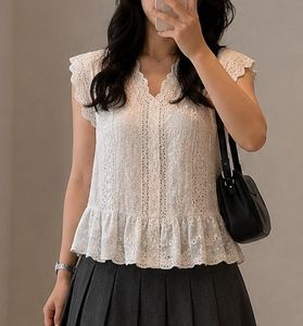 Chic White Lace Peplum Top