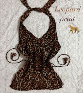 y2k leopard print top & kurti Combo