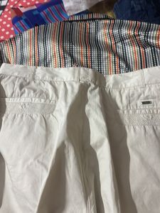 Button-Up Shirt with off white pleated pants