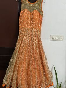 Beautiful Orange Embroidered Gown