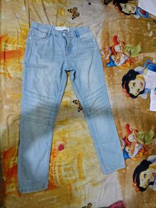 Light Wash Moto Jeans