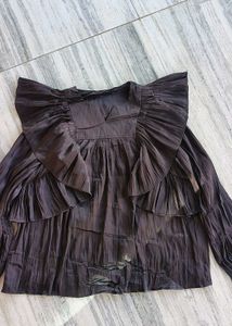 Ruffled Layered Black Top
