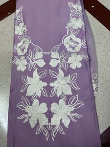 Purple Embroidered Dress Material (Unstitched)