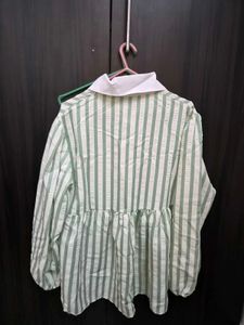 Striped Peter Pan Collar Tie-Up Top, New, Not worn