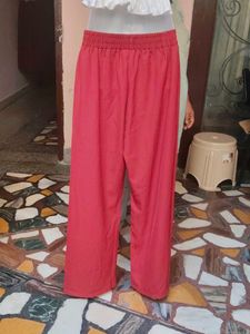 Berry Red Wide-Leg Pants