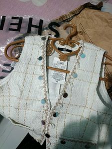 Chic Tweed Embellished Vest