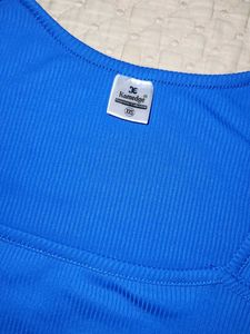 Blue Ribbed Square Neck Cropped Top