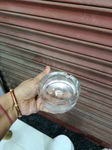 Vintage Glass Ashtray with Cigar