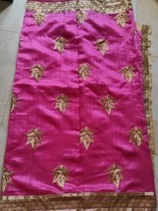 Pink Colour Gold Embroidery With blouse
