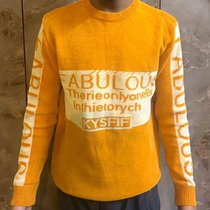 unisex Yellow Graphic Knit Sweater