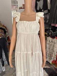 Chic White Tiered Midi Dress