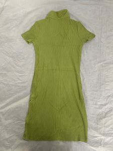 ribbed light green colour bodycon dress