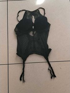 2 Combo Bodysuit Black Lace Corset(Adore me)