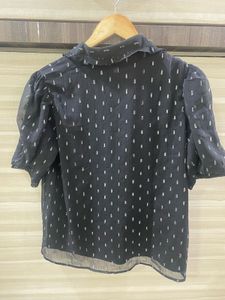 Kazo Sheer Black Button-Down