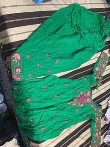 Green Embroidered Kurta Set for winters