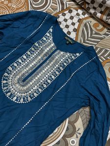 Blue Embroidered Kurti