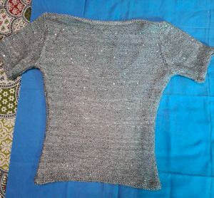 Sparkly Silver Knit Top