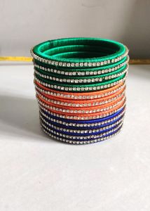 3 Colours Silk Thread Diamond Bangles Bracelets 12