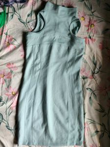 Light Blue Sleeveless Zipper Dress
