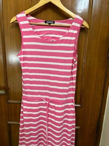 Harpa Pink &amp; White Striped Maxi Dress