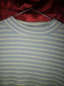 Striped Mock Neck T-Shirt