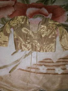 Shimmering Gold Boat Neck Blouse