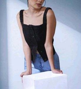 Cute Black Denim Tank Top