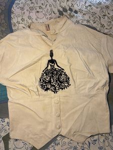 Elegant Beige top with Black Embroidery