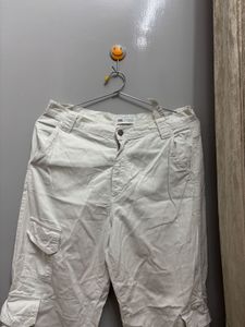 Zara Off-White Cargo Pants