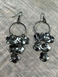 Flower Dangle Hoop Earrings